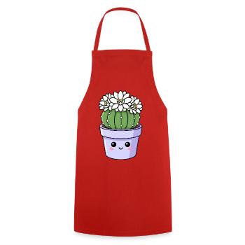 Pot de fleurs de cactus Kawaii - Tablier de cuisine - rouge - Devant - AI Model Male 185 dark (185cm)