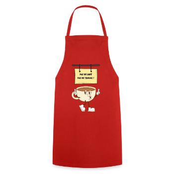 Pause café - Tablier de cuisine - rouge - Devant - AI Model Male 185 dark (185cm)