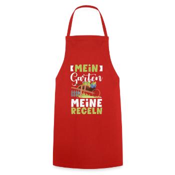 Mein Garten Meine Regeln - Kochschürze - Rot - Vorne - AI Model Male 185 dark (185cm)