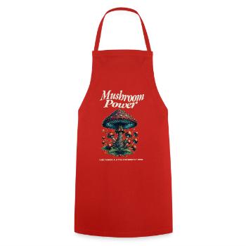 Mushroom Power Pilzenergie - Kochschürze - Rot - Vorne - AI Model Male 185 dark (185cm)