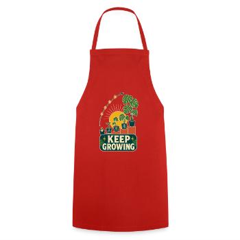 Keep Growing – Retro Pflanzen Motivation - Kochschürze - Rot - Vorne - AI Model Male 185 dark (185cm)