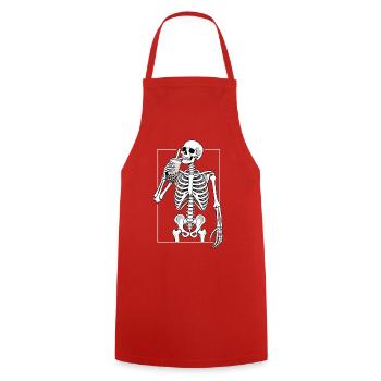 Bubble Tea Pause mit Skelett - Kochschürze - Rot - Vorne - AI Model Male 185 dark (185cm)