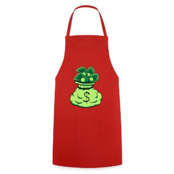Geld Sack Scheine - Kochschürze - Rot - Vorne - AI Model Male 185 dark (185cm)
