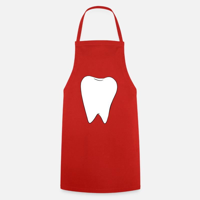 Dent blanche - Tablier de cuisine - rouge