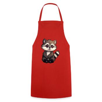 Raccoon - Cooking Apron - red - Front - AI Model Male 185 dark (185cm)