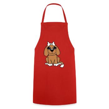 chien assis petit jolie dame arc femelle - Tablier de cuisine - rouge - Devant - AI Model Male 185 dark (185cm)