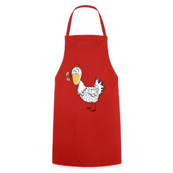 Poule heureuse avec marguerites je conception de dessin animé de poulet - Tablier de cuisine - rouge - Devant - AI Model Male 185 dark (185cm)