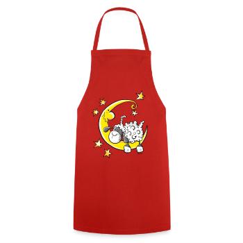 Sheep in the Moon - Cooking Apron - red - Front - AI Model Male 185 dark (185cm)