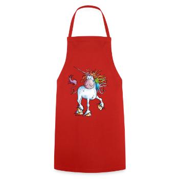 Regenbogen Einhorn - Kochschürze - Rot - Vorne - AI Model Male 185 dark (185cm)