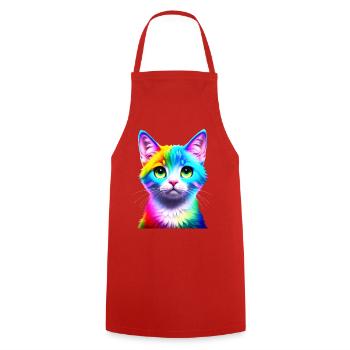 Chat arc-en-ciel - Tablier de cuisine - rouge - Devant - AI Model Male 185 dark (185cm)