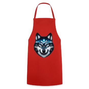Wolf - Cooking Apron - red - Front - AI Model Male 185 dark (185cm)