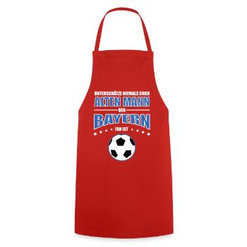 Alter Mann - Bayern Fan - Kochschürze - Rot - Vorne - AI Model Male 185 dark (185cm)