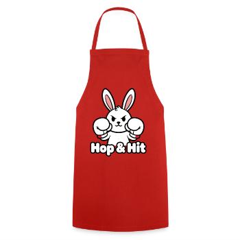 Hop & Hit Hasenkämpfer - Kochschürze - Rot - Vorne - AI Model Male 185 dark (185cm)