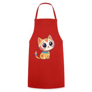 Chaton kawaii mignon petit chat kawaii adorable - Tablier de cuisine - rouge - Devant - AI Model Male 185 dark (185cm)