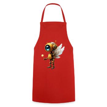 Steampunk Winged Robot - Cooking Apron - red - Front - AI Model Male 185 dark (185cm)