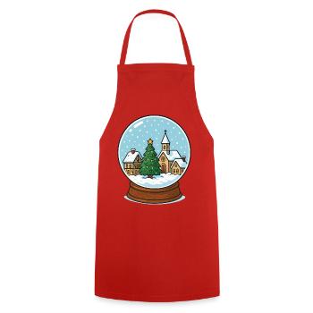 Village d’hiver à Snow Globe - Tablier de cuisine - rouge - Devant - AI Model Male 185 dark (185cm)