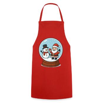 La magie de la boule à neige : le Père Noël et le bonhomme de neige - Tablier de cuisine - rouge - Devant - AI Model Male 185 dark (185cm)