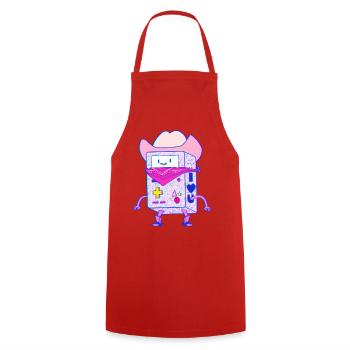 Cowboy Game Console Neon Pink Vaporwave Robot - Cooking Apron - red - Front - AI Model Male 185 dark (185cm)