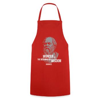 Socrates Wonder Quote Tee - Cooking Apron - red - Front - AI Model Male 185 dark (185cm)