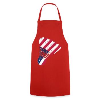 USA-Badmintonspieler-Liebhaber American Flag Patriot - Kochschürze - Rot - Vorne - AI Model Male 185 dark (185cm)
