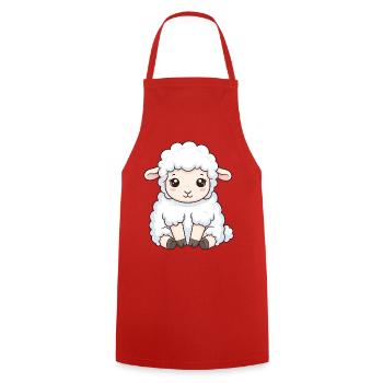 Kuschellamm Cartoon Style - Cooking Apron - red - Front - AI Model Male 185 dark (185cm)