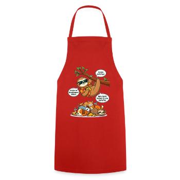 Paresseux économe en énergie et petit animal - Tablier de cuisine - rouge - Devant - AI Model Male 185 dark (185cm)