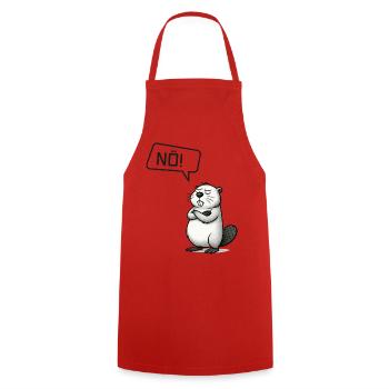NÖ! Biber Motiv - Nein Sager Geschenkidee - Kochschürze - Rot - Vorne - AI Model Male 185 dark (185cm)