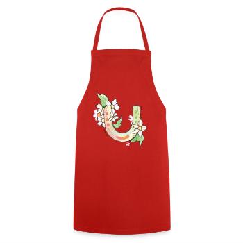 Lucky Charm Horseshoe with Flowers - Cooking Apron - red - Front - AI Model Male 185 dark (185cm)