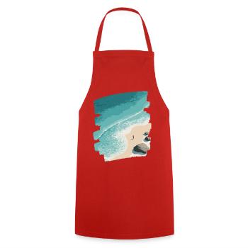 Strand Meer Palmen - Kochschürze - Rot - Vorne - AI Model Male 185 dark (185cm)