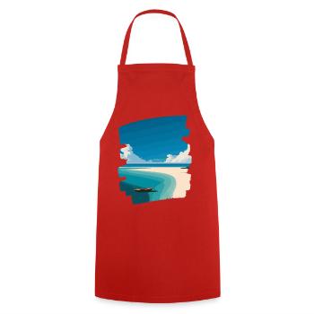 Beach Sea Palm Trees - Cooking Apron - red - Front - AI Model Male 185 dark (185cm)