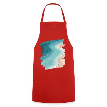 Palmiers de mer de plage rétro - Tablier de cuisine - rouge - Devant - AI Model Male 185 dark (185cm)