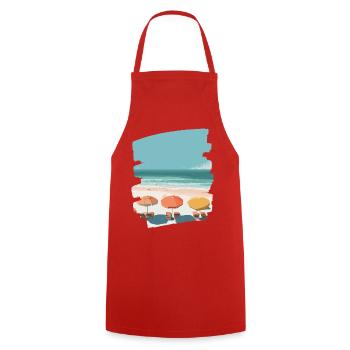 Beach Sea Palm Trees - Cooking Apron - red - Front - AI Model Male 185 dark (185cm)