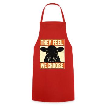 We Choose, They Feel – Cow Poster - Cooking Apron - red - Front - AI Model Male 185 dark (185cm)