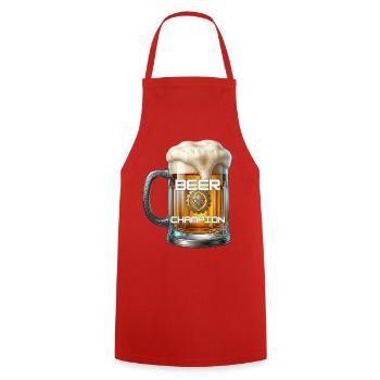 BEER CHAMPION – Beer mug for true masters - Cooking Apron - red - Front - AI Model Male 185 dark (185cm)