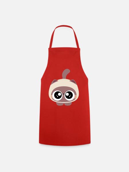 Chibi-Katze mit funkelnden Augen - Kochschürze - Rot
