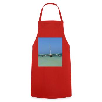 Shipwrecks over the blue sea - Cooking Apron - red - Front - AI Model Male 185 dark (185cm)