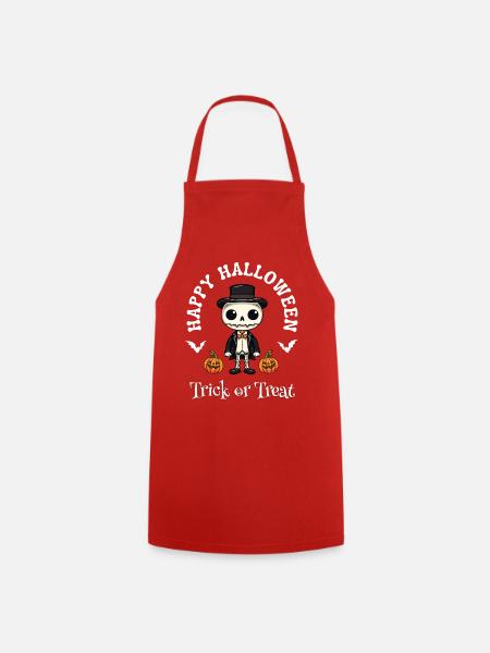 Happy Halloween Skeleton Trick Or Treat Gift - Cooking Apron - red