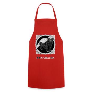 Honigdachs · Bitcoin ist der Honigdachs Shirt - Kochschürze - Rot - Vorne - AI Model Male 185 dark (185cm)