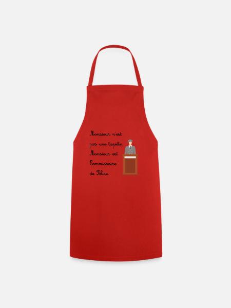 message humoristique commissaire de police - Tablier de cuisine - rouge