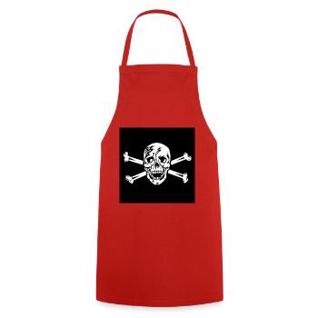 Totenkopf / Skull für Buttons Anstecker Halloween - Kochschürze - Rot - Vorne - AI Model Male 185 dark (185cm)