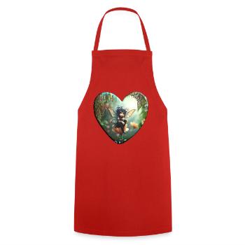 Fairy in the Magic Garden – Fantasy Heart Motif - Cooking Apron - red - Front - AI Model Male 185 dark (185cm)