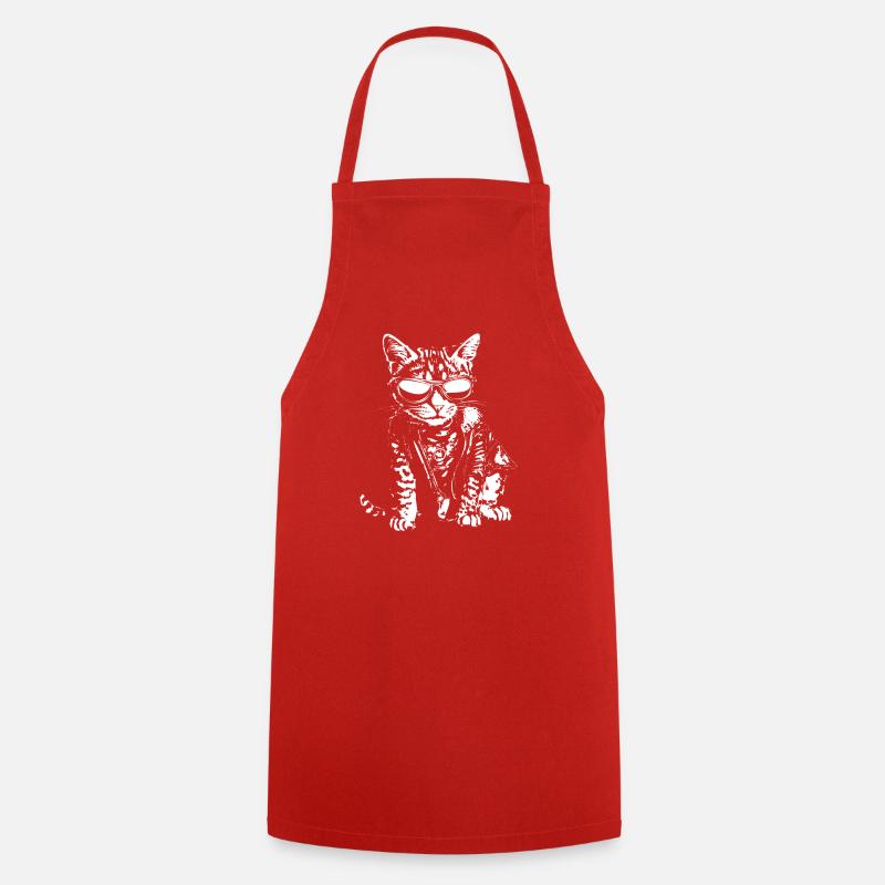 Chat avec des lunettes de soleil - Tablier de cuisine - rouge