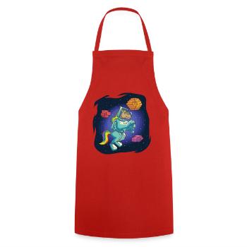 Astronaut Horse in Voxel Land - Cooking Apron - red - Front - AI Model Male 185 dark (185cm)