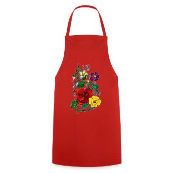 Flowers - Cooking Apron - red - Front - AI Model Male 185 dark (185cm)