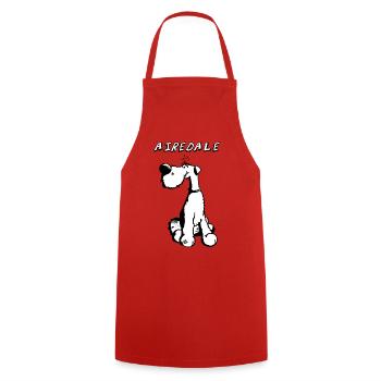 Happy Airedale Terrier - Tablier de cuisine - rouge - Devant - AI Model Male 185 dark (185cm)