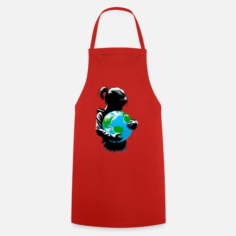 Planet Earth - Cooking Apron - red
