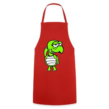 turtle mischievous funny silly shame cheeky - Cooking Apron - red - Front - AI Model Male 185 dark (185cm)