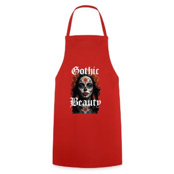 Gothic Schönheit Zuckerschädel - Kochschürze - Rot - Vorne - AI Model Male 185 dark (185cm)