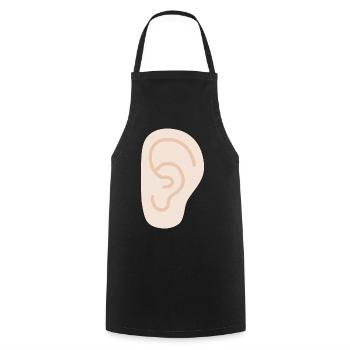 Ohr: Soft Peach Line Art - Kochschürze - Schwarz - Vorne - AI Model Male 185 dark (185cm)