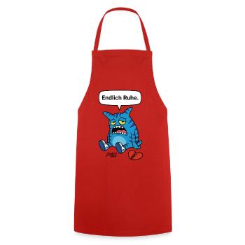 Peace at last. Separation, heartache? Zooki Monster - Cooking Apron - red - Front - AI Model Male 185 dark (185cm)